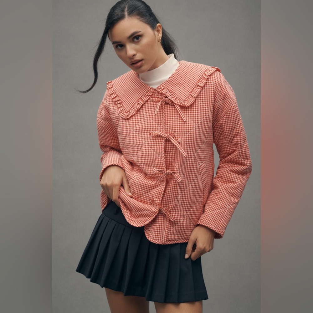 Anthropologie Maeve Hazel Quilted Gingham Jacket